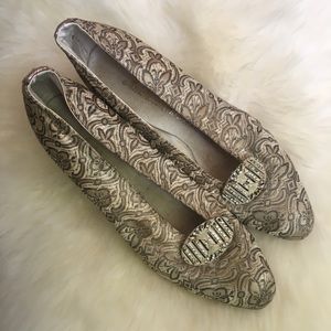 20s brocade cinderella gold silver wedding heels